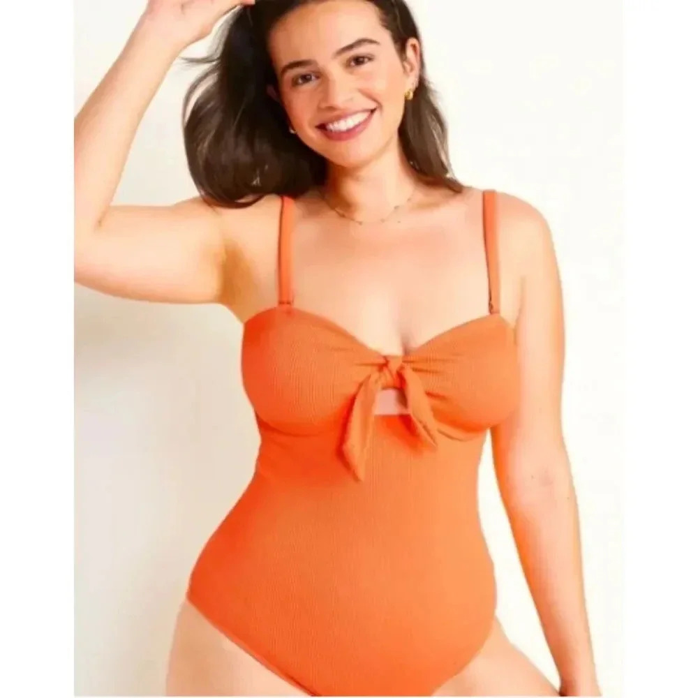Old Navy Tie-Front Keyhole‎ Bandeau-Style One-Piece Swimsuit